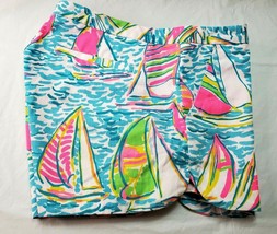 Lilly Pulitzer Women&#39;s 00 Shorts Pink Aqua Sailboats Regatta Nautical - £19.38 GBP