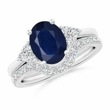 ANGARA Natural 2 Ct A-Grade Blue Sapphire and Diamond Trio in 14K Solid ... - $1,988.10