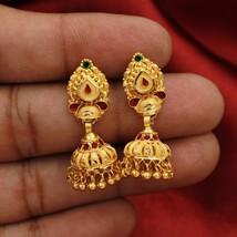 22k Yellow Gold Earrings Jhumka jewelry , handmade vintage Pure Traditional wedd - £841.38 GBP