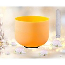 Yellow Crystal Quartz Singing Bowl with 1 Mallet &amp; O Ring - Meditation, Solar Pl - £69.00 GBP