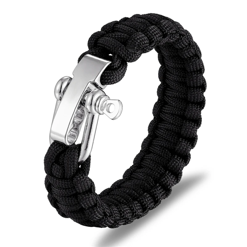 Sporting Men Camping Emergency Braided Adjustable Survival Bracelet Stainless St - £18.44 GBP