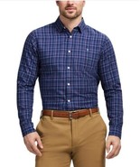 Izod Mens Shirt Dark Blue Multicolor Check Luxe Twill Stretch Long Sleeves - $60.33 CAD