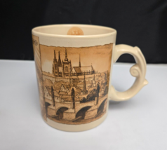 Vintage Prague PRAHA Coffee Mug Czech Republic Castles Clock Bridge Sepia Tone - $18.99