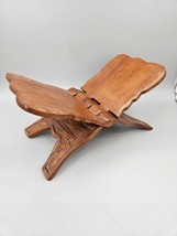 Vintage Hand Carved Wooden Folding Book Holder Bible Stand Display scroll - $22.91