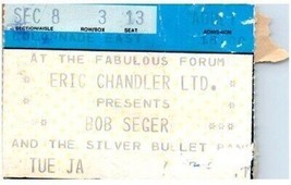 Bob Seger Argenté Bullet Bande Ticket Stub Janvier 6 1987 Inglewood California - £34.24 GBP