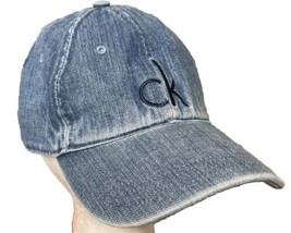 Vintage Calvin Klein Jeans Blue Denim Button Snapback Hat CK Logo - £17.13 GBP
