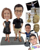 Personalized Bobblehead Classy Couple Modeling Wearing Casual Attire - Wedding &amp; - £124.67 GBP