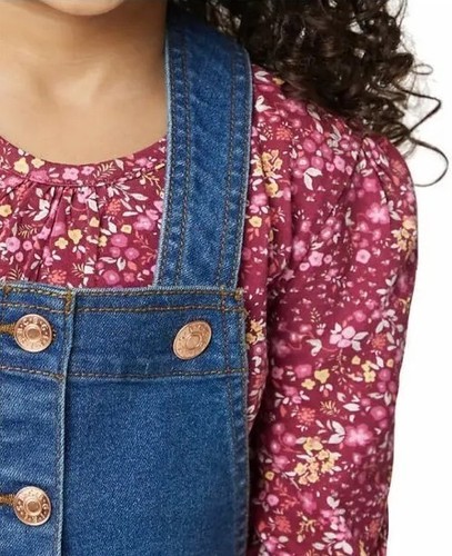 BCBG Girls Kids' ~ 2-Pc. Jumper Set ~ SIZE 3T ~ DENIM/MAROON ~ Adjustable Straps Item image 4