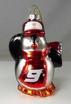 Penguin with Dodge Red Ball Cap Blown Glass Christmas Holiday Ornament NOS 3&quot; - £10.92 GBP