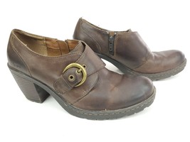 BOC Born Concept (C03723) Brown Leather Side Zip Block Heels Womens SIZE 8.5 - £27.15 GBP