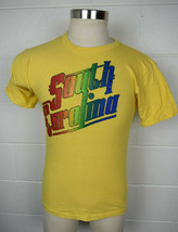 Vtg 70s 80s Sportswear Rainbow South Carolina Tshirt Yellow Single Stitch USA XL - £35.20 GBP