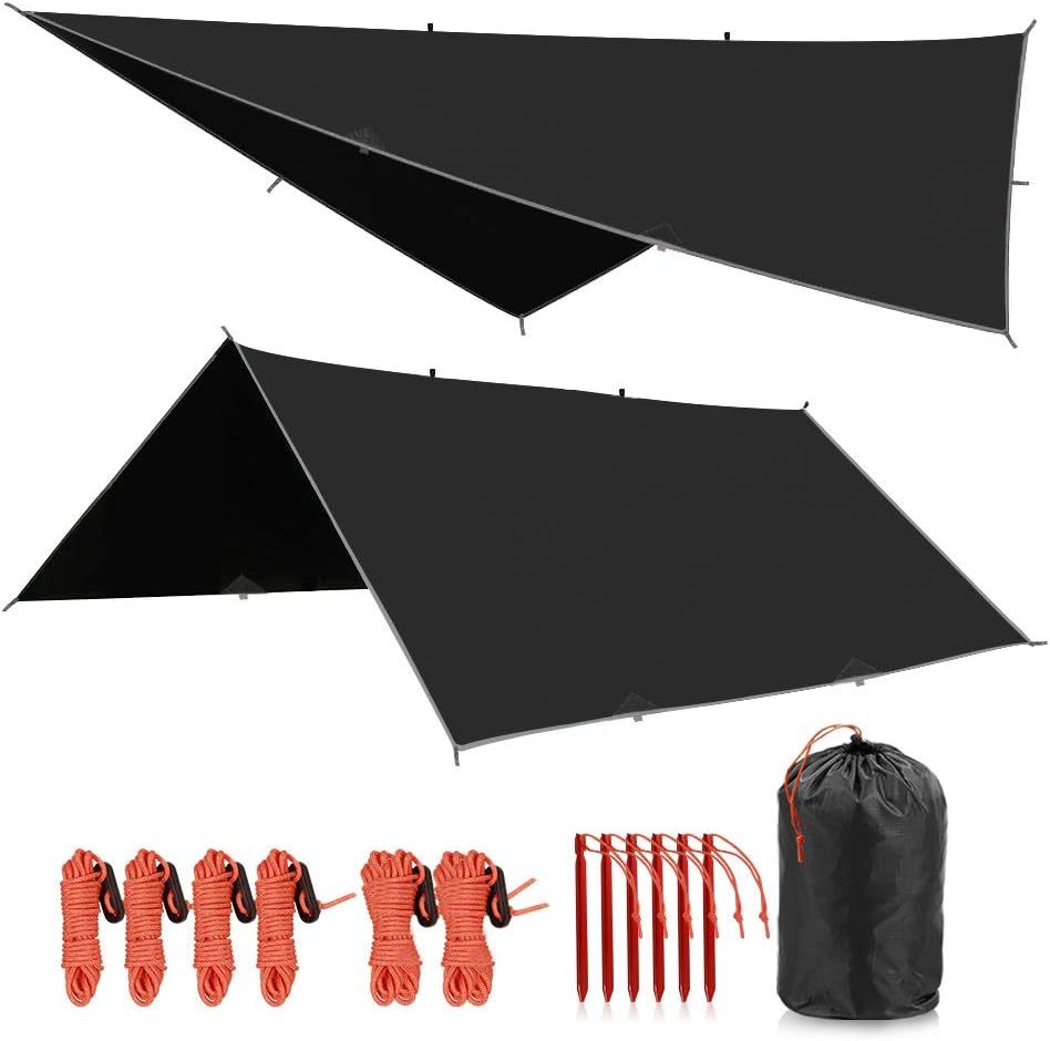 10/12-Feet Tent Tarp For Camping, Backpacking, And Hiking, Black/Green, ... - $42.95