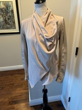 BLANKNYC Draped Front Zipper Beige Knit Vegan Leather Jacket SZ M EUC - $74.25