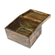 LARGE VINTAGE TREASURE CHEST Wooden storage box Rustic case with lid org... - $38.19