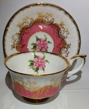 Paragon Pink Teacup Tea Cup and Saucer Heavy  Gold Bone China England - $29.16