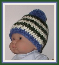 Hunter Green Beanie Baby Boys Cream Denim Blue Newborn Boy 0-6 Months - $12.00