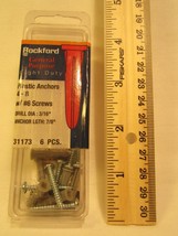 Rockford 6 Pcs Plastic Anchor 4 - 8 w/ #6 Screw 7/8&quot; Long - £1.25 GBP