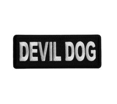 DEVIL DOG 4&quot; x 1.5&quot; iron on embroidered patch (7178) Marine Veteran Biker (#47) - £4.66 GBP