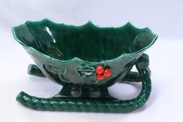 Lefton Holly Berry Sleigh Christmas Candy Dish Large 10-1/2&quot;  Xmas - $18.61