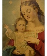 Antique Madonna &amp; Child Chromolithography Print Deep Well Wooden Frame w... - $483.89 CAD
