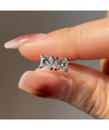 Princess Cut Moissanite Solitaire Earring 925 Sterling Silver Moissanite... - $262.35 CAD