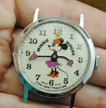 Vintage Mechanical Wind Pie Eye Minnie Mouse Watch Walt Disney Prod Swiss EXC - £70.95 GBP
