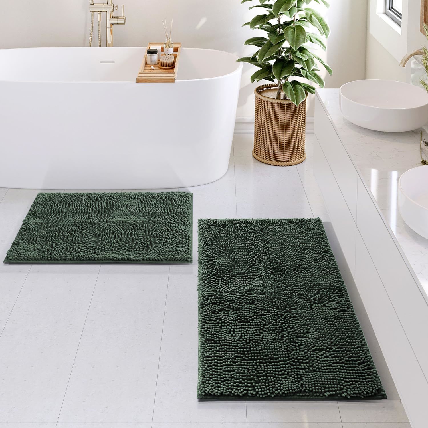 Hearth &amp; Harbor Bathroom Rugs Sets 2 Piece, Chenille Bath Mat Set -, 20X32 - $44.92