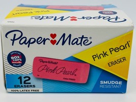 PaperMate Pink Pearl Block Eraser Large Size Box of 12 Smudge Resistant - £10.11 GBP