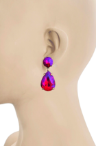 2&quot; Long Iridescent Fuchsia Pink Teardrop Earrings Pageant Evening Casual Chic - £10.48 GBP