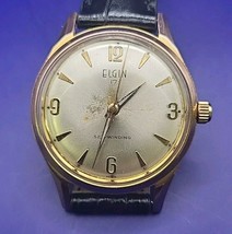 Vintage ELGIN Watch 17 Men Self-winding Leather Band - £73.78 GBP