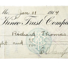 1914 Kineo Trust Company Bank Check E.A. Sampson Dover Maine Signed 6055... - $369.57 MXN