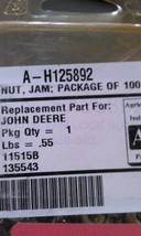 JOHN DEERE H125892; JAM NUTS FOR SECTION BOLTS; BOX OF 100 - £31.13 GBP