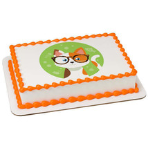 Adorable Calico Cat with Glasses Edible Cake Decoration Topper Image - £11.33 GBP