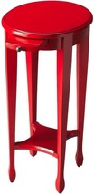 Accent Table Distressed Red Antique Brass Poplar Birch Hand-Crafted 1 -Sh - $569.00