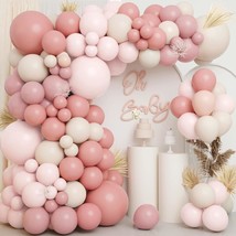 18Inch Boho Dusty Rose Pink Nude Neutral Sand White Balloons Balloon Arch Garlan - £32.06 GBP
