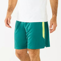 New - Men&#39;s Dry Tek Shorts 9&quot; Wicking Teal Green / Lime Yellow NWT - Lar... - £10.60 GBP