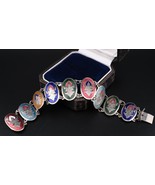 Vintage Siam Sterling Multi-Color Enamel Dancer Bracelet – 1950s Thai My... - $70.00