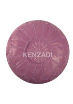 Moroccan leather pouf, round pouf, berber pouf, light purple pouf with p... - $1,292.69 MXN