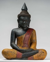 Antique Khmer Style Seated Wood Buddha Statue Meditation Mudra - 71cm/28&quot; - £1,404.88 GBP
