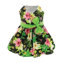 Hawaiian Twilight Black Hibiscus Dog Dress and Leash Sizes XS-M - $330.68 MXN