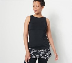 Lands&#39; End Petite High Neck UPF 50 Tankini Top (Black, Petite 4) A473481 - $20.43