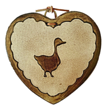 Goose in a Heart Country Decor Artisan Ceramic Stoneware Wall Art or Trivet - $11.64