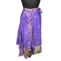 Paths Of The Spirit Women&#39;s Purple Silk Floral Wrap Skirt ONE SIZE - £7.82 GBP