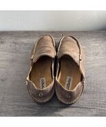 Olukai Moloa Men&#39;s Loafer Brown Leather Moc Toe Slip-On Shoes Sz 9.5 - $425.49 MXN