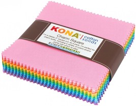 Robert Kaufman Kona Cotton Solids Pastel 5 Inch Precut Squares 85pcs - £26.50 GBP