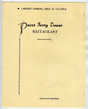 Paces Ferry Tower Restaurant Menu Atlanta Georgia 1954 Mel Torme - £73.90 GBP