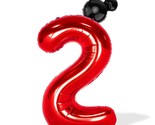 Mouse Number 2 Birthday Balloons, 40 Black Red Aluminum Foil Balloons Fo... - $12.99