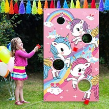 Unicorn Toss Game With 3 Nylon Bean Bags For Children Adult Unicorn Theme Party  - £15.68 GBP