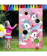 Unicorn Toss Game With 3 Nylon Bean Bags For Children Adult Unicorn Them... - £16.01 GBP