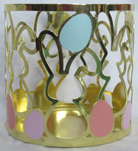 Yankee Candle Large Jar Holder J/H EASTER EGGS Gold Bunnies pastel ename... - $30.81